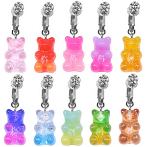 Gaby new sale candy color bear  non piercing  dangling belly ring new clip on belly ring wholesale piercing jewelry