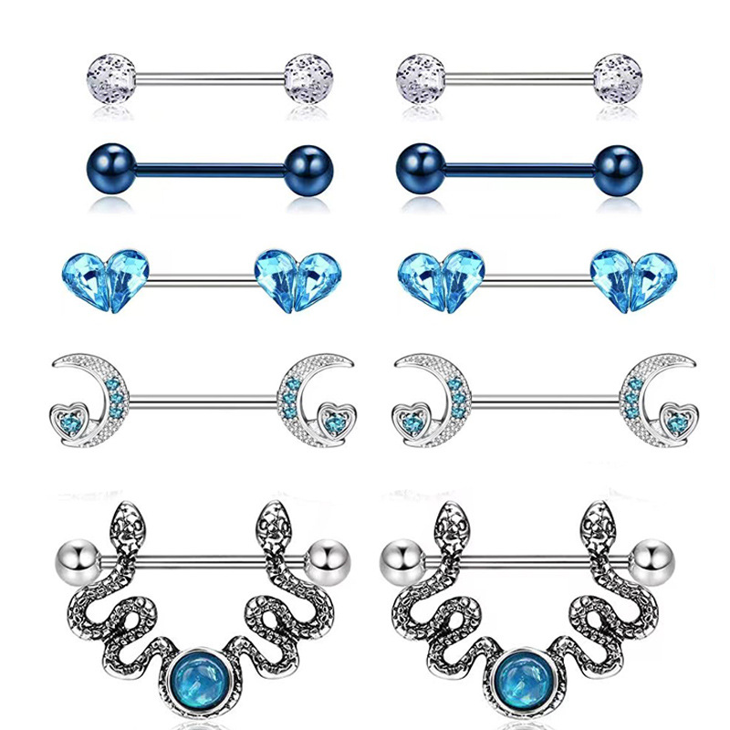 Gaby new 316L surgical steel nipple rings blue beautiful vibrating nipple ring butterfly pineapplenipple kit body piercing jewel