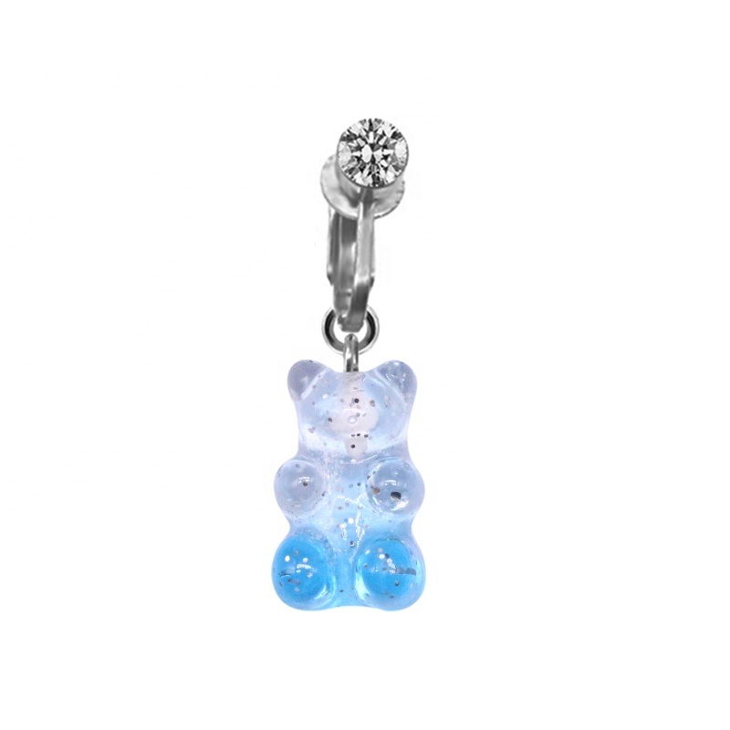 Gaby new sale candy color bear  non piercing  dangling belly ring new clip on belly ring wholesale piercing jewelry