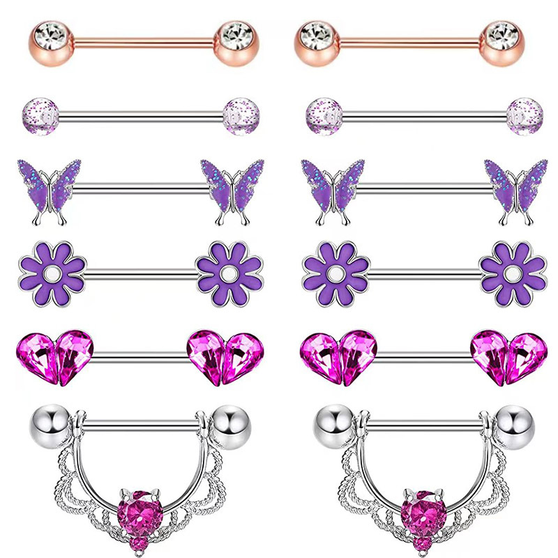 Gaby new 316L surgical steel nipple rings blue beautiful vibrating nipple ring butterfly pineapplenipple kit body piercing jewel