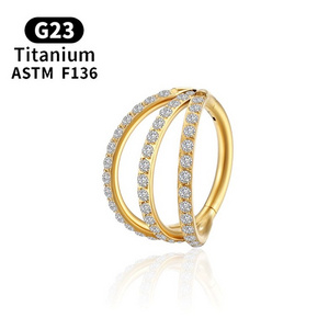 Gaby new G23 Titanium septum puncture Nose ring hoop with Body drape tragus Hinge section piercing Helix piercing jewelry