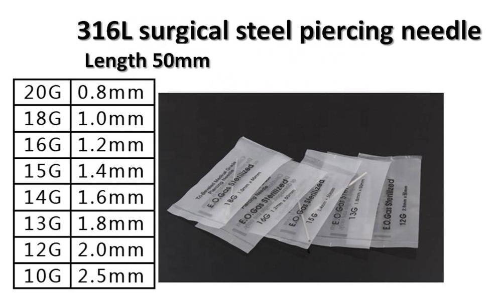 Gaby Body Piercing Needles Kit Including Sizes 10g12g13g14g15g16g18g20g for Piercing Supplies Body Piercing Tool