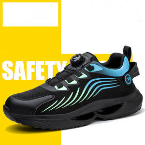 Trend spring custom brand casual sport steel toe shoes electrical protective men women swivel button sneakers safety shoes