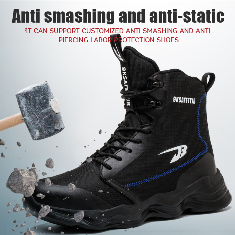 Cross-border standard steel toe casual labor protection shoes high top anti-smash puncture proof custom men women safety boots