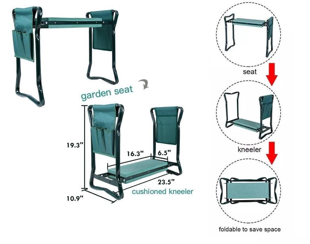 Multifunction Garden Foldable Padded Kneeler Seat Bench with 3Pc Tool Set and Bag Included