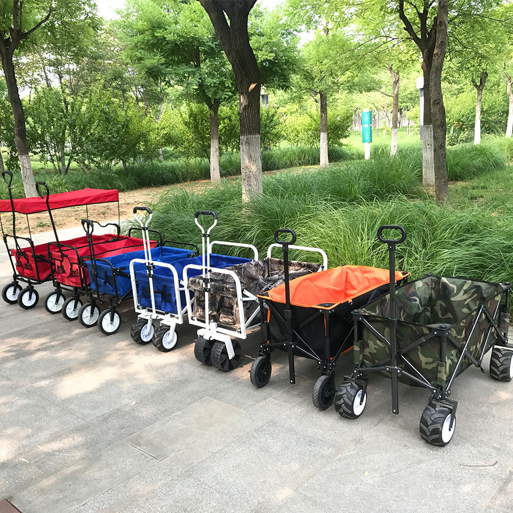 Outdoor Picnic Beach Camping Wagon Camping Cart Trolley Garden Trail Foldable Collapsible Folding Utility Cart Wagon