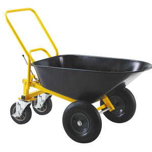 Four-Wheel Residential Yard Rover Wheel Barrow With 7 CBF 400LB 4-Wheel Garden Dump Cart For Commercial and Agricultural Users