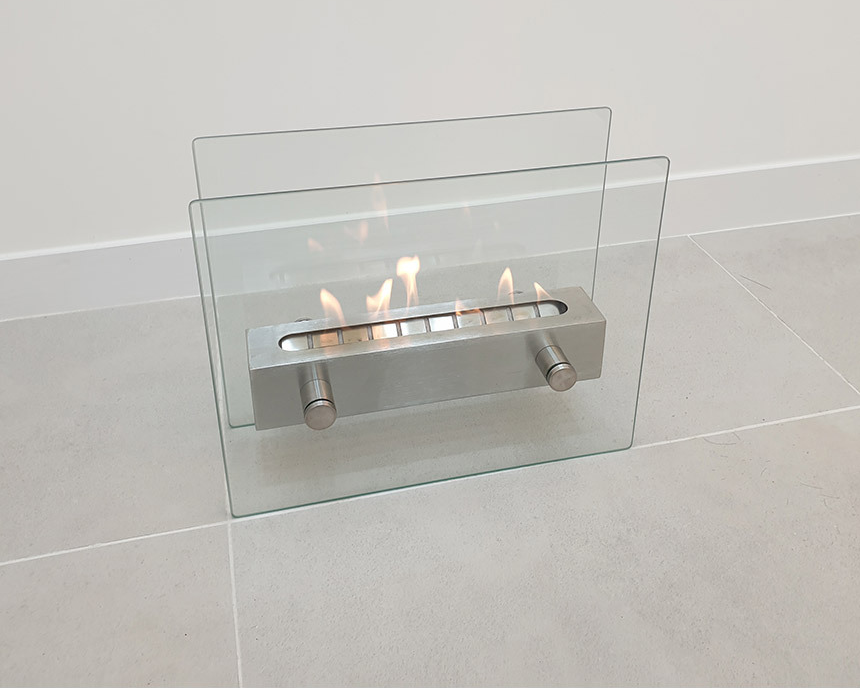 ,Metal Glass Materials  Indoor Outdoor Garden Home Camping Glass Table Top Burner Fire Bio Ethanol Fireplace