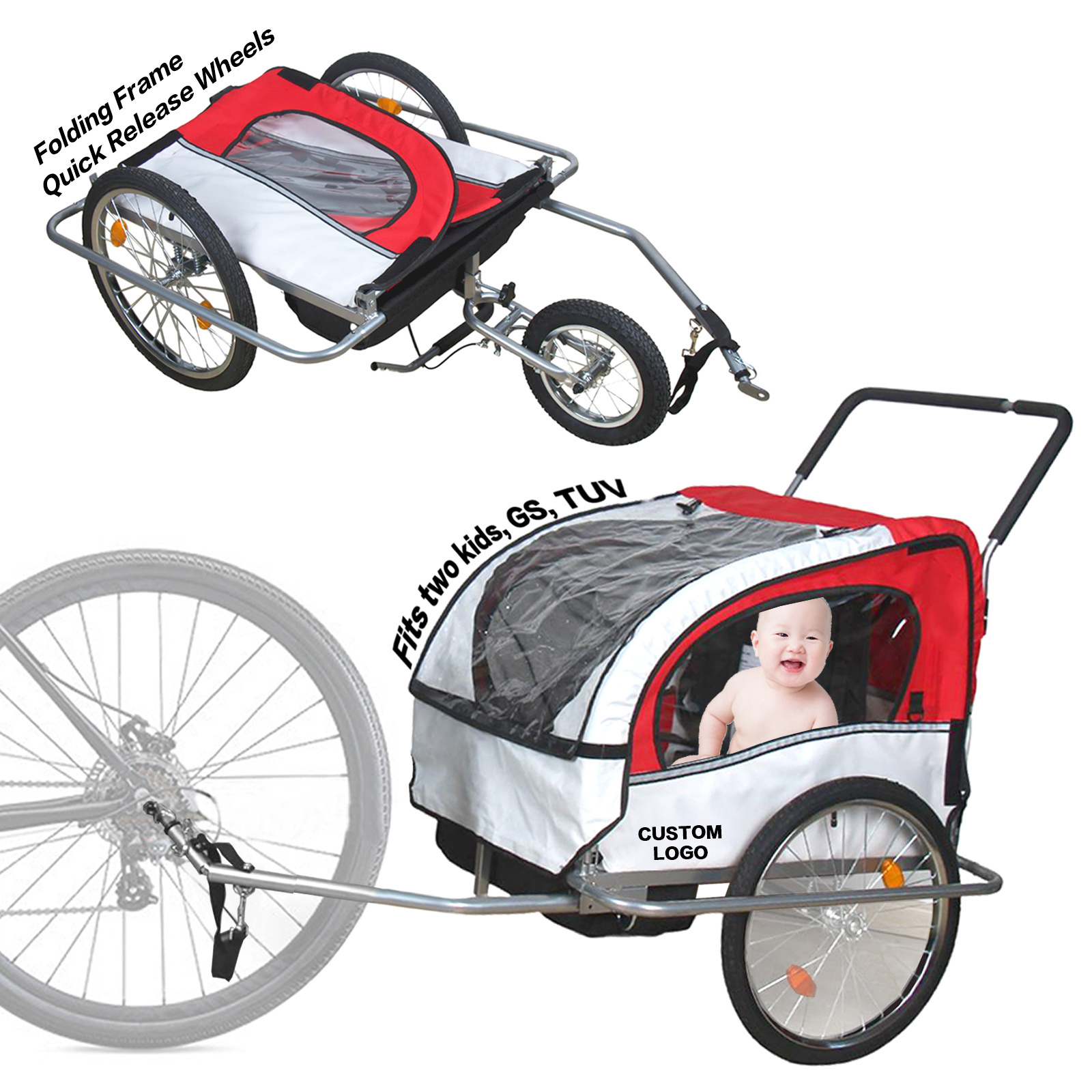 Kids Passenger Bicycle Cargo Bike Trailer for Kids Children Baby Dog Pet with TUV/GS approval