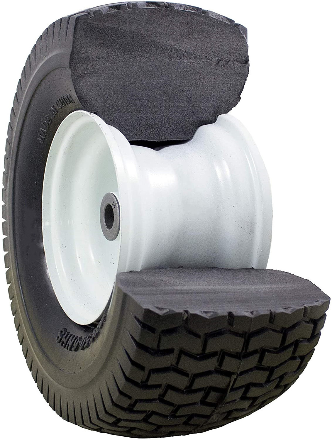 Tubeless PU Foam Tire Flat Free Lawn Mower Tires and Wheels 15x6.50-6