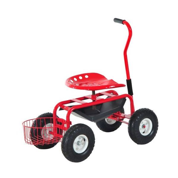 Outdoor Garden Rolling Swivel Scooter Seat Work Stool Scooter