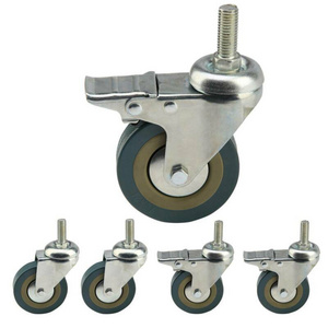 4 x Heavy Duty 50x17mm Swivel PVC Castor Wheels Without Brake M10X25mm Screw Loading Reach 200KG Trolley Furniture Caster Wheel