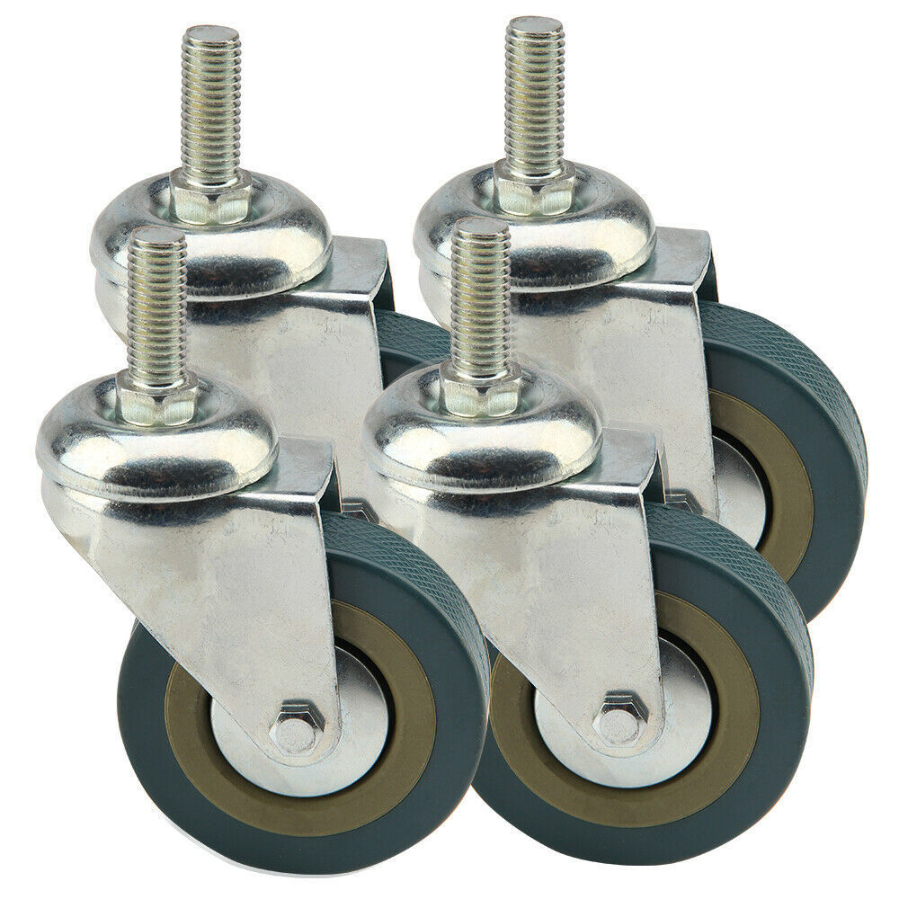 4 x Heavy Duty 50x17mm Swivel PVC Castor Wheels Without Brake M10X25mm Screw Loading Reach 200KG Trolley Furniture Caster Wheel