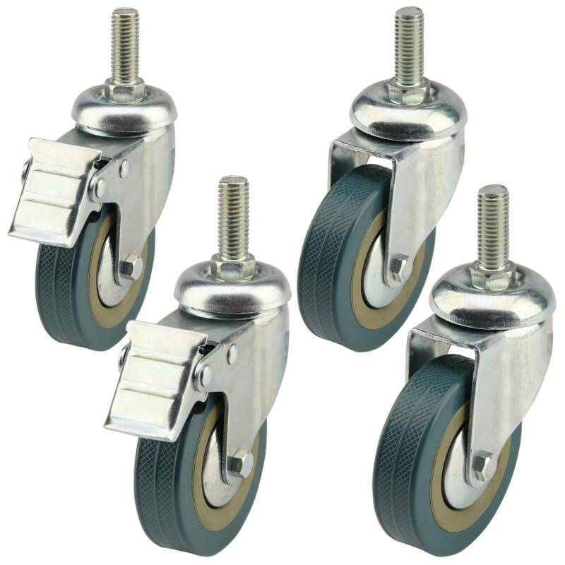 4 x Heavy Duty 50x17mm Swivel PVC Castor Wheels Without Brake M10X25mm Screw Loading Reach 200KG Trolley Furniture Caster Wheel