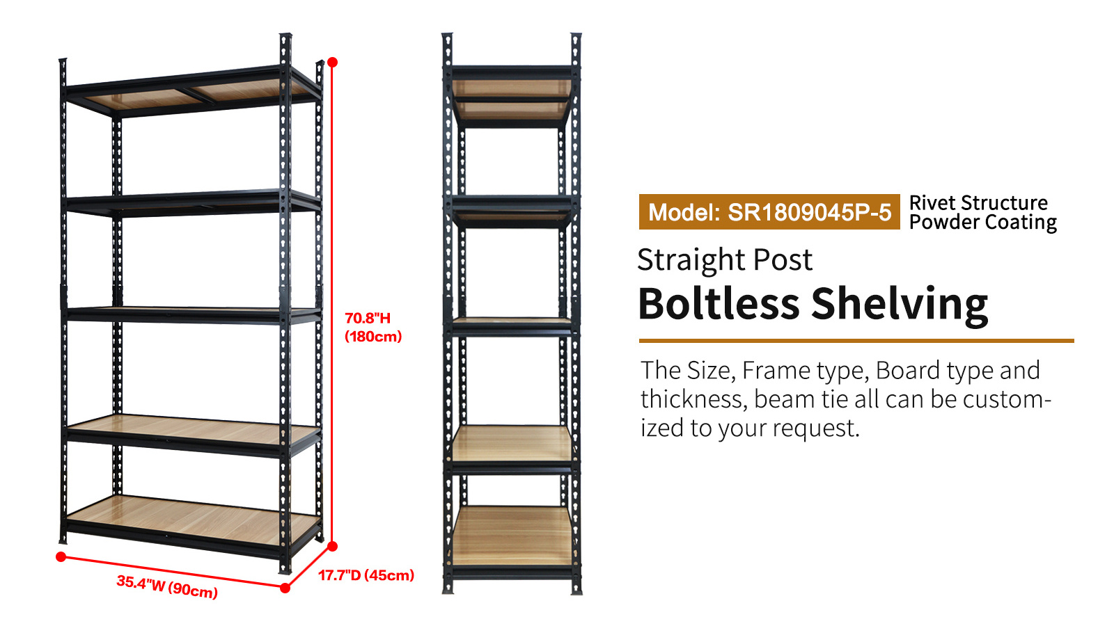 5 Tier Heavy Duty Boltless Adjustable Racks Steel Storage Shelf Warehouse Garage Metal Shelving Storage Units Shelves Racks