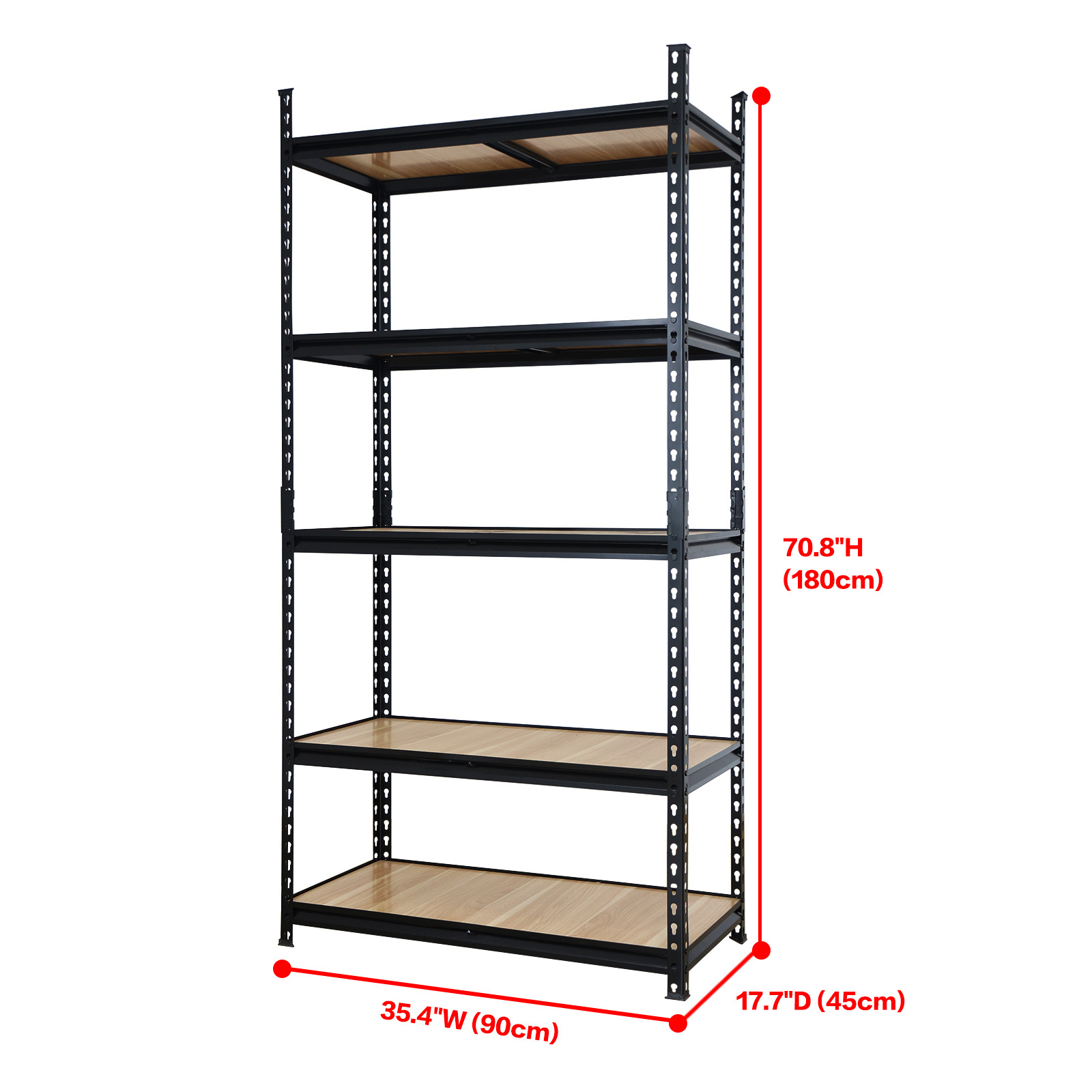 Adjustable 5 layer Warehouse storage shelving, Garage Industrial Boltless Metal Rack Shelves