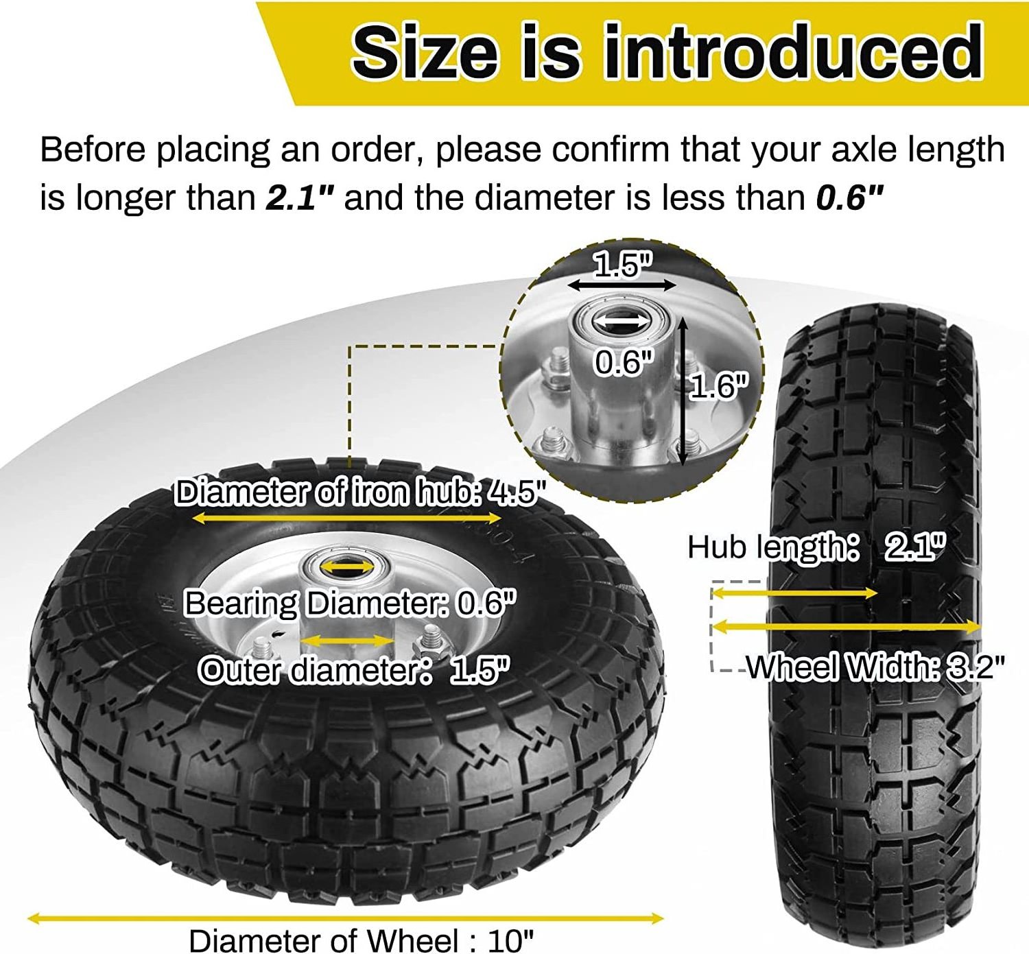 4.10/3.50-4 Flat Free Tires Solid Rubber Tyre Wheels