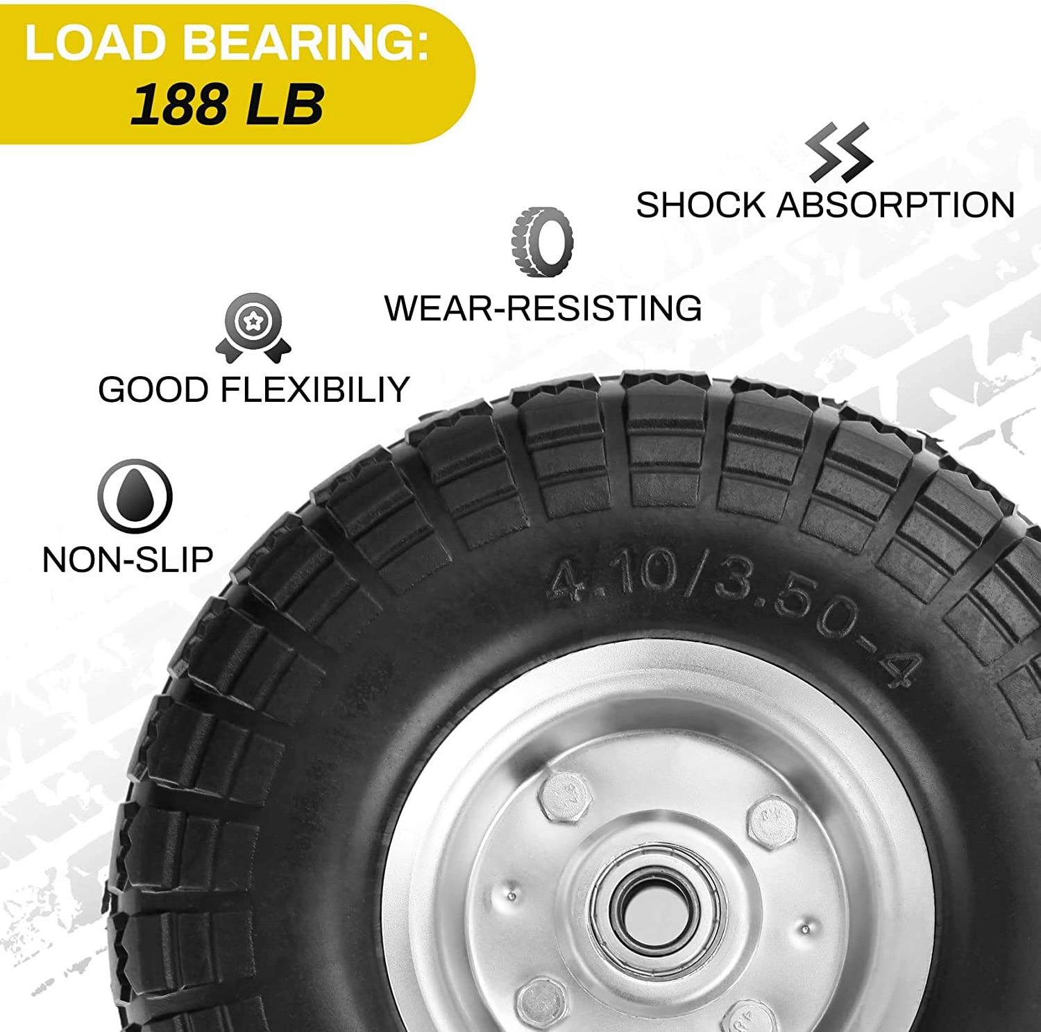 4.10/3.50-4 Flat Free Tires Solid Rubber Tyre Wheels