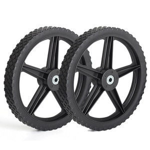 14" x 1.75" Spoked Plastic Wheel with 2.45" offset Hub Length 1/2" 5/8" Axle Bore Hole for Dolly Garden Wagon Cart Replacement