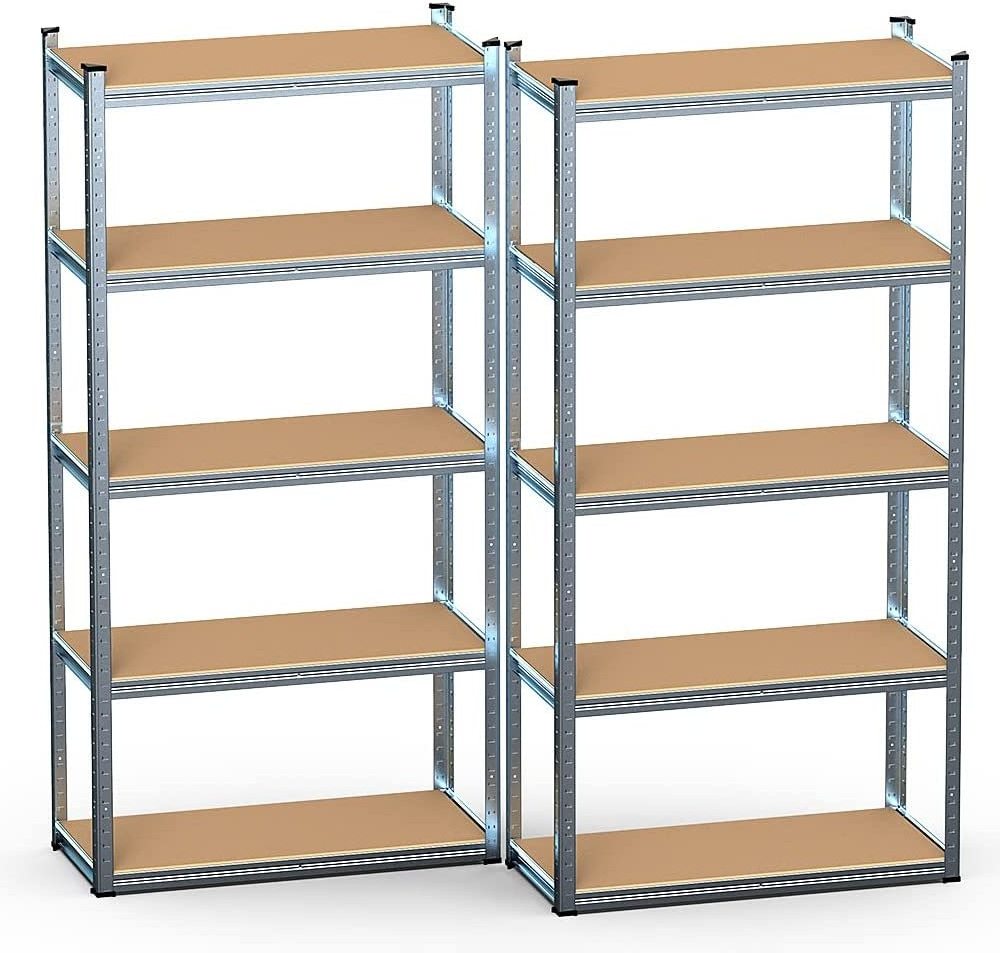 Set of 2 Heavy Duty 5 Tier 180x90x40cm Garage Storage Shelves Metal Racking