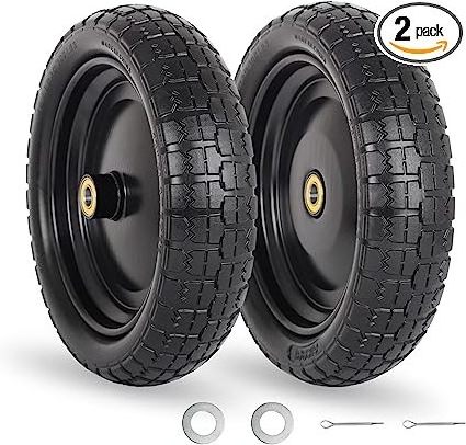 13-Inch Flat-free Solid Tire and Wheel Replacement 4.00-6, with 5/8