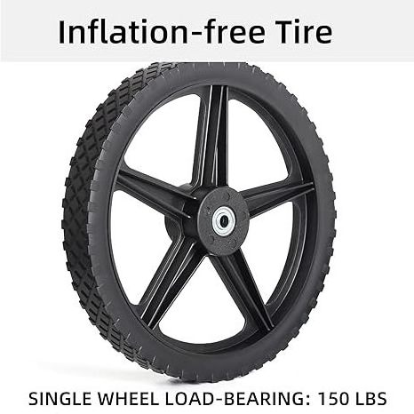 14 x 1.75'' Rubber Tire and Spoked Plastic Wheel for Lawn mower Trolley Dolly Wheel Replacement