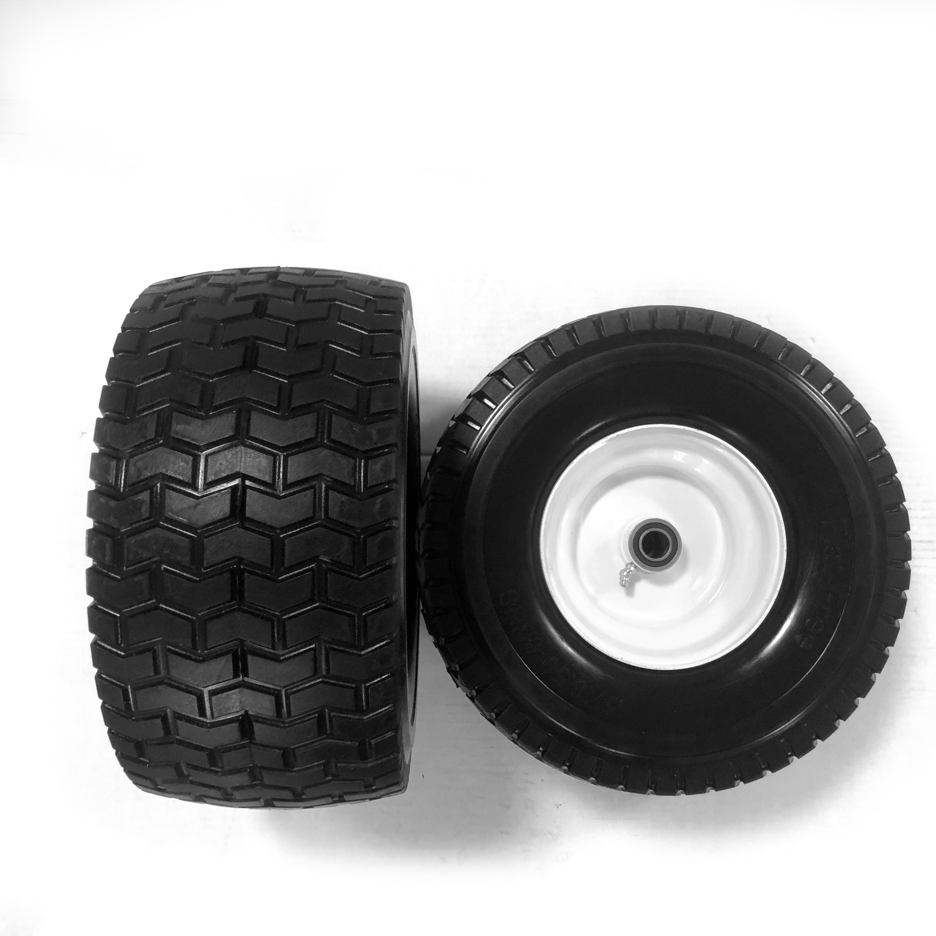 15x6.50-6 inch Size Lawn Mower ATV Trailer Tubeless Wheel PU Foam Flat Free Tires