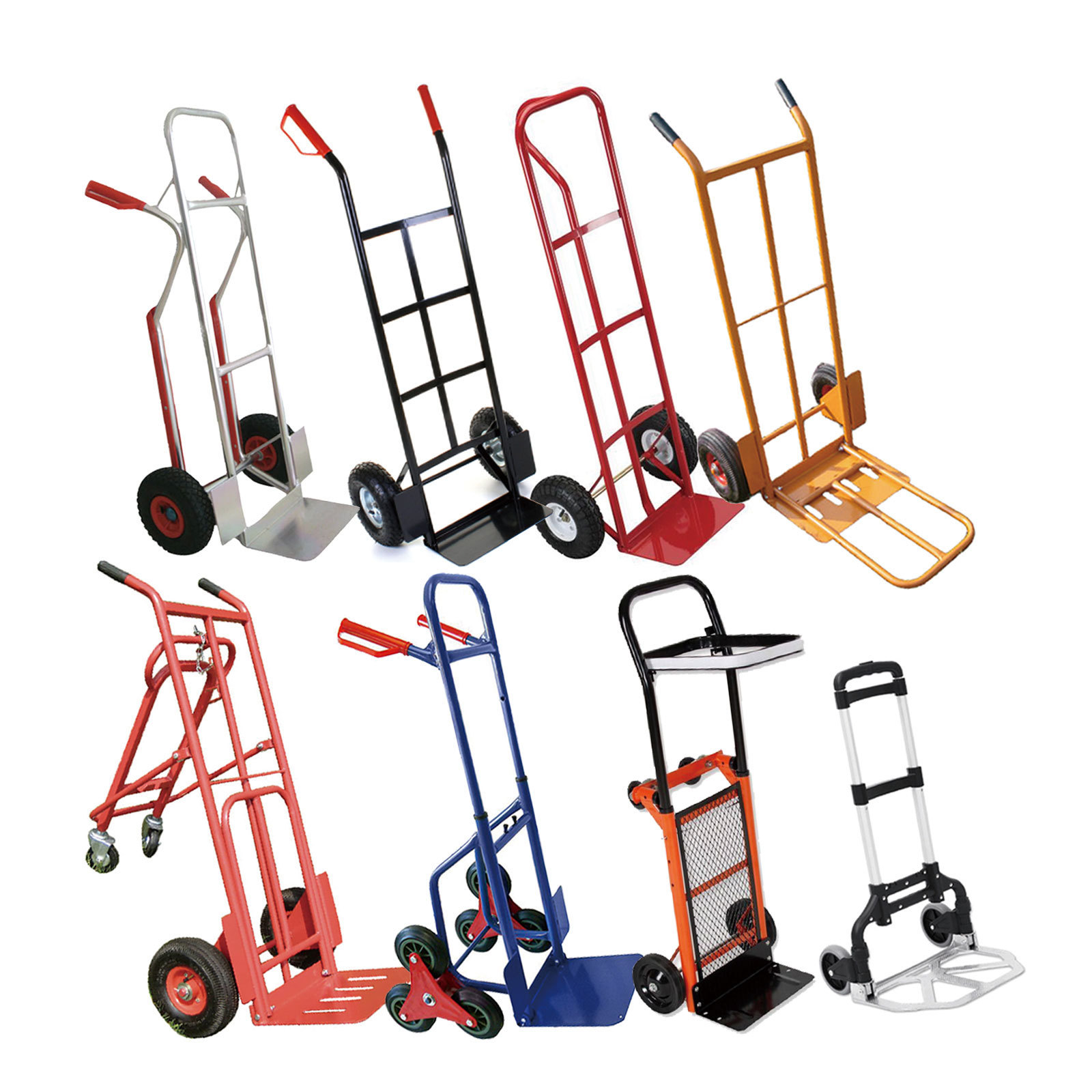 Heavy Duty Hand Truck Trolley Cart, Metal Steel Hand Truck with Two Wheels, for Warehouse Industrial Gas Cylinder