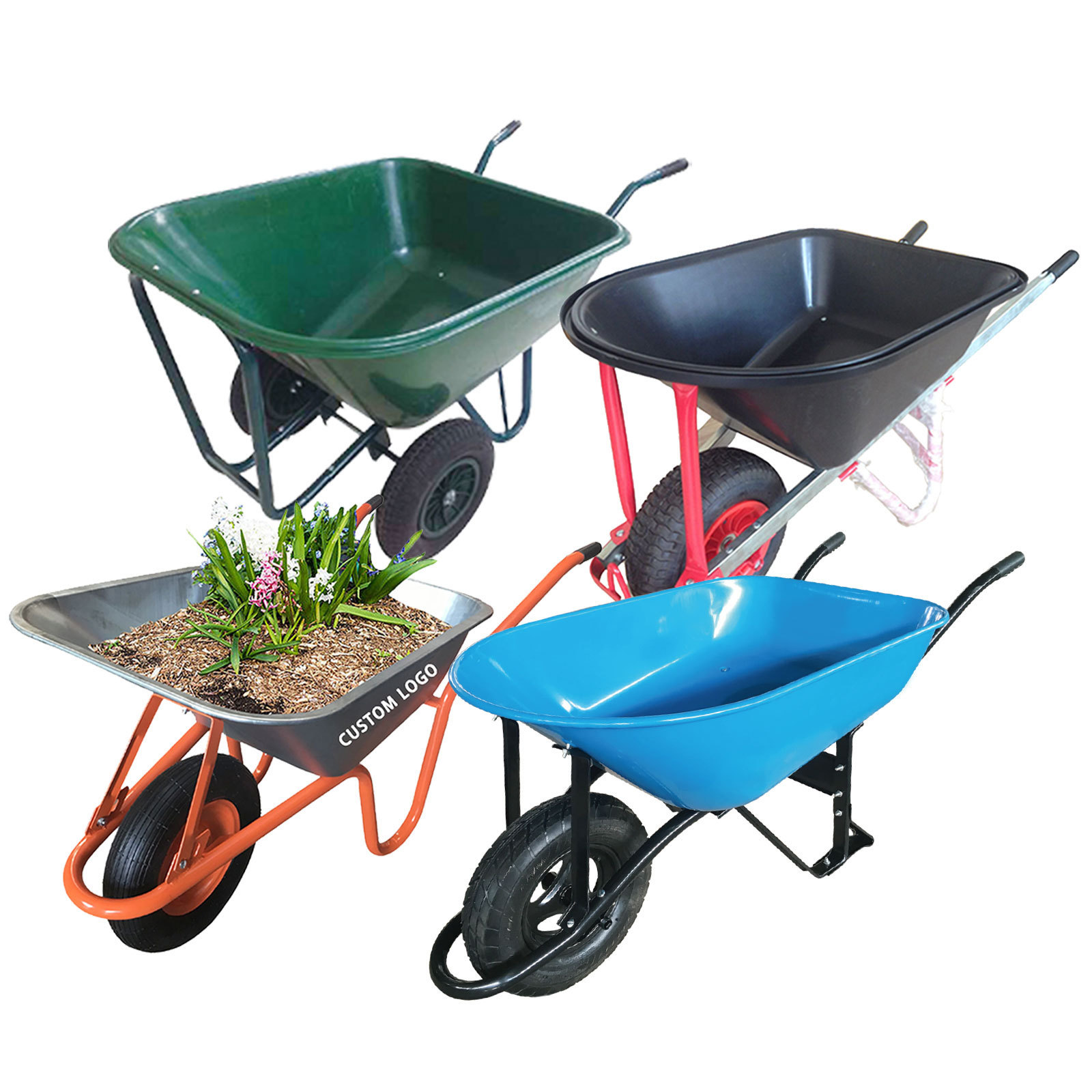 Wheelbarrow Heavy Duty, Carretilla, Wheel Barrow, Metal Wheelbarrows for Construction, Industrial, Garden