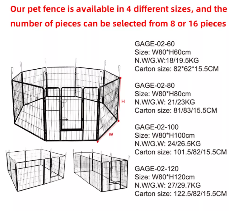 Pet Playpen Puppy Playpen Kennels Dog Fence Exercise Pen Gate Fence Foldable Dog Crate 8 Panels 16 Panels for Pet Animals