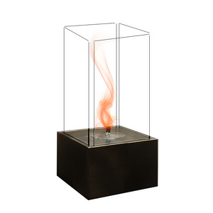 Ethanol Ventless Fireplace for Indoor Patio Party Garden Metal Glass Square Tabletop Bio Ethanol Fireplace