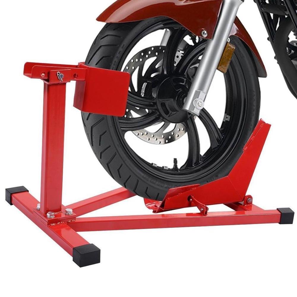 Adjustable Motorcycle Paddock Parking Rack Motorcycle Front Wheel Chock Stand Motorbike Wheel Chock Stand Jack Lift