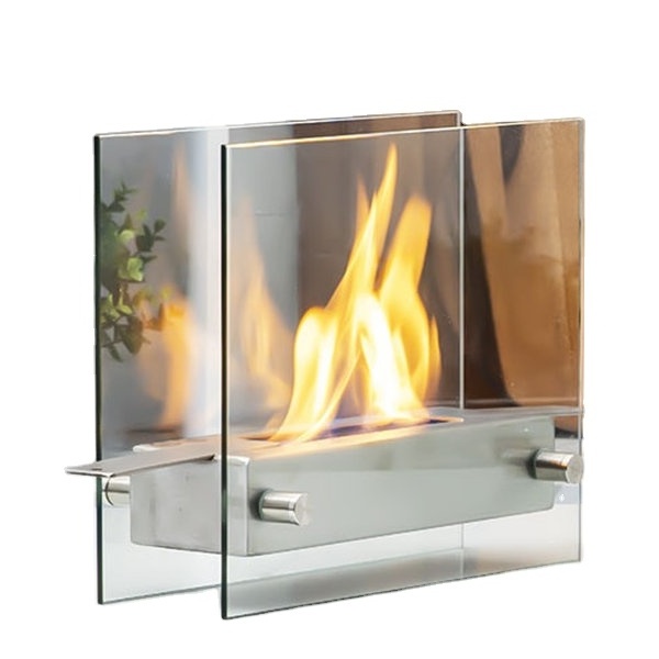 Parties Events Portable Bio Ethanol Glass Top Fireplace Table Burner Indoor Outdoor Tabletop Fireplace