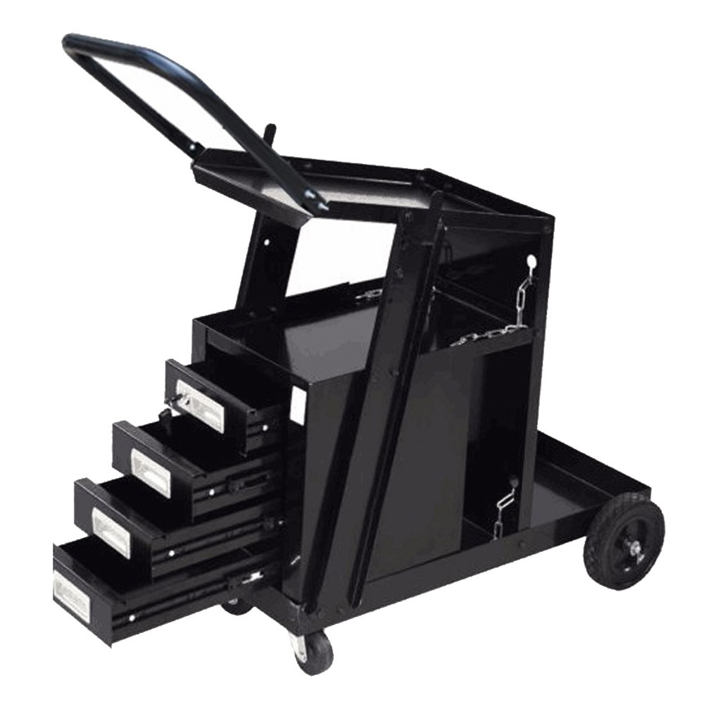 Heavy Duty Welder MIG Universal Gas Cylinder Steel Welding Machine Trolley Cart With Chain Handle and Drawers