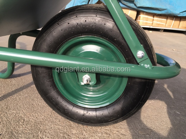 WB6414T Garden Galvanized Wheelbarrow, Wheel Barrow for Construction Building, with Steel Framed, 4.00-8 Pneumatic Wheel