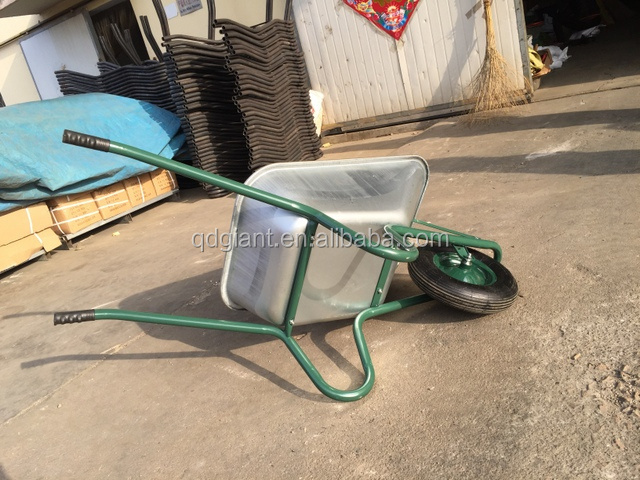 WB6414T Garden Galvanized Wheelbarrow, Wheel Barrow for Construction Building, with Steel Framed, 4.00-8 Pneumatic Wheel