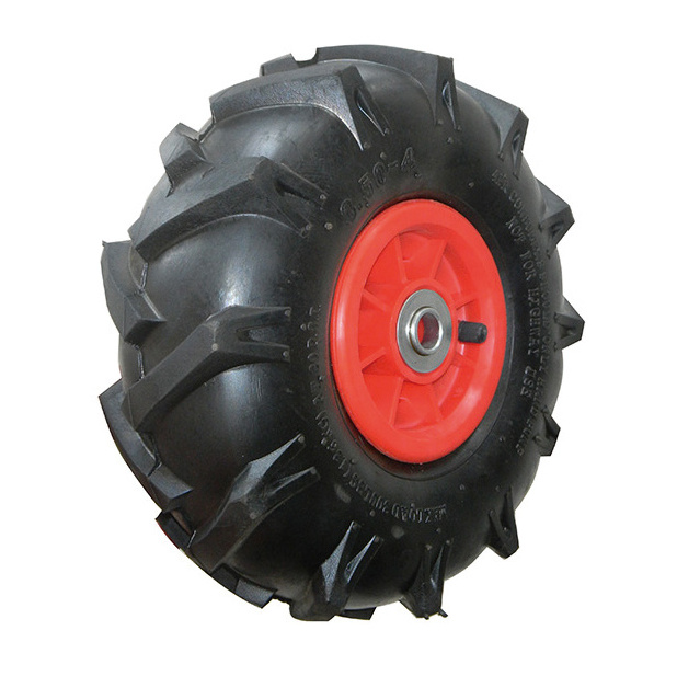 10 inch 4.10/3.50-4 Pneumatic Wheel, 3.50-4 Wheelbarrow Tire and Wheel, for Hand Truck Trolley Garden Cart