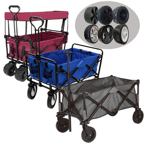 Outdoor Picnic Beach Camping Wagon Camping Cart Trolley Garden Trail Foldable Collapsible Folding Utility Cart Wagon