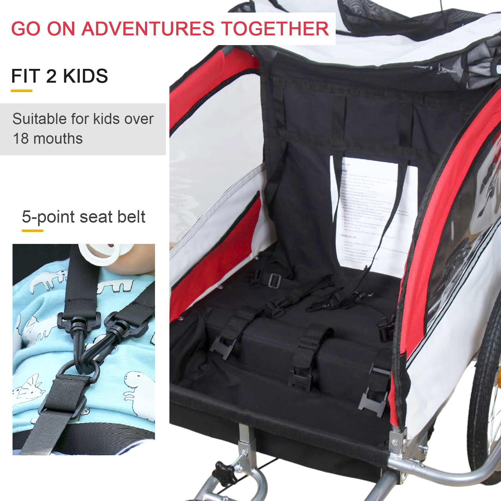 Kids Passenger Bicycle Cargo Bike Trailer for Kids Children Baby Dog Pet with TUV/GS approval