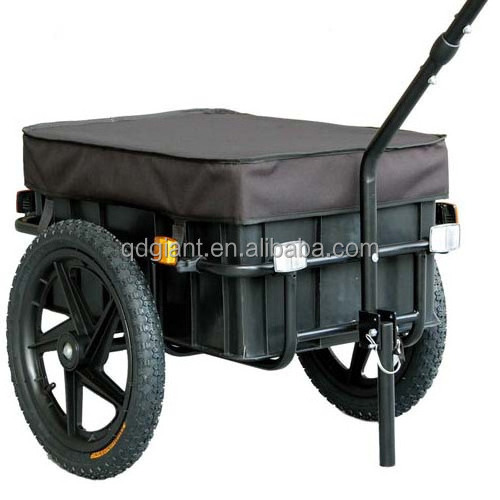 Heavy duty bike trailer cargo carrying trolley on bicycle