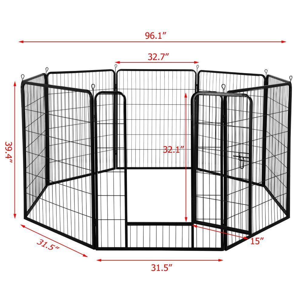 Exercise Pen Gate Fence Foldable Dog Crate 8 Panels 24 Inch Kennels Pen Playpen for Pet Animals Outdoor Indoor