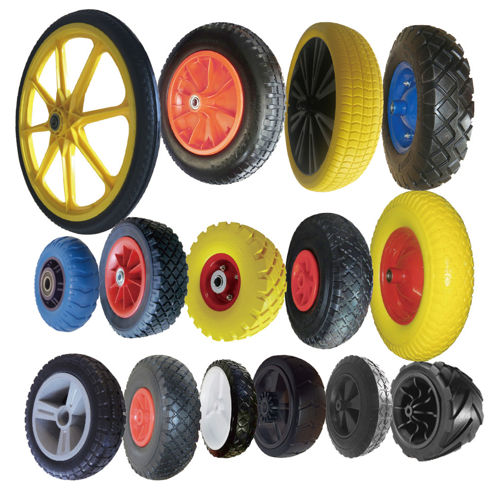 Colorful Solid PU Polyurethane Foam Puncture Proof Flat PU Foam Free Caster Tyre Wheel Tires