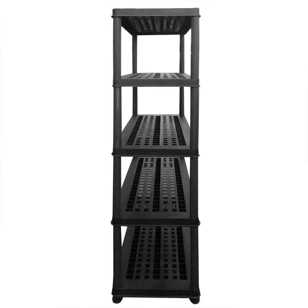 5-Shelf Tier Plastic Multi-Purpose Tool Holder Storage Shelf Shoe Storage Rack Light Duty Garage Storage Indoor and Outdoor