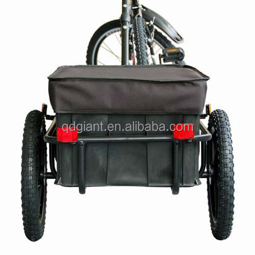 Heavy duty bike trailer cargo carrying trolley on bicycle