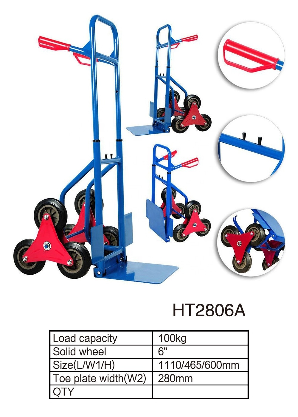 440lb Heavy Duty Stair Climbing Climber Hand Truck Dolly Cart Trolley w/6 Wheels