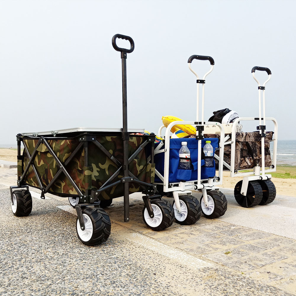 Outdoor Picnic Beach Camping Wagon Camping Cart Trolley Garden Trail Foldable Collapsible Folding Utility Cart Wagon