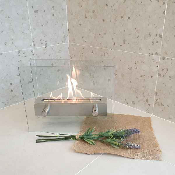 ,Metal Glass Materials  Indoor Outdoor Garden Home Camping Glass Table Top Burner Fire Bio Ethanol Fireplace