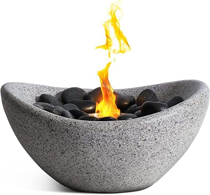 Mini Indoor TableTop Fire Pit Bowl, Alcohol Fueled Concrete Firepit, Tabletop Fireplace, Portable Fire Bowls