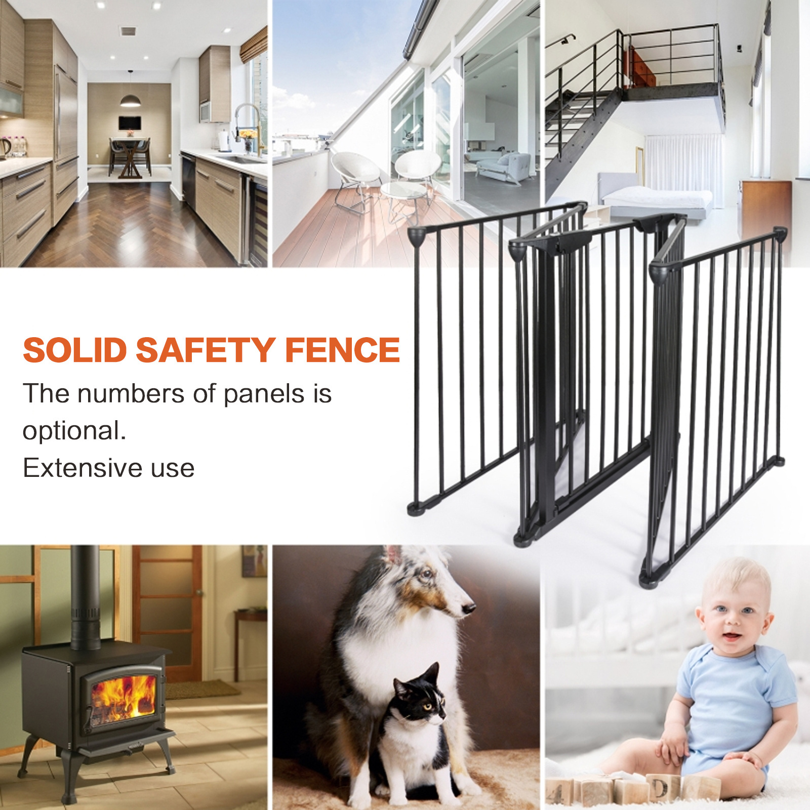 5 Panels Fireplace Protective Fence Portable Baby Playpen Fence Gates Fireplace Dog Pet Baby Safety Fence