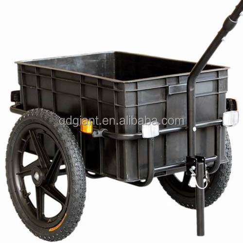 Heavy duty bike trailer cargo carrying trolley on bicycle